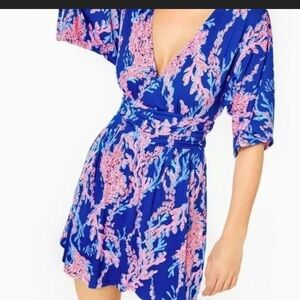 Lilly Pulitzer Parigi Skort Romper Borealis Blue Swim size L size Large